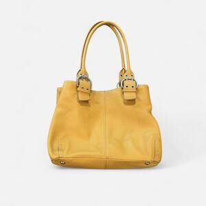 Vintage Y2K Mustard Yellow Leather Shoulder Bag